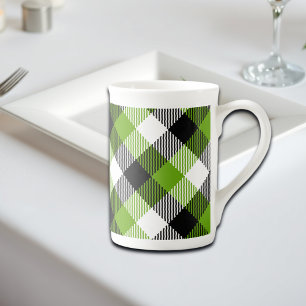 Tasse En Porcelaine Plaques Tartan simples Vert néon