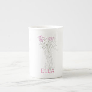 Tasse En Porcelaine Plutôt Minimale Moderne Fleur Plan Pour Les Femmes