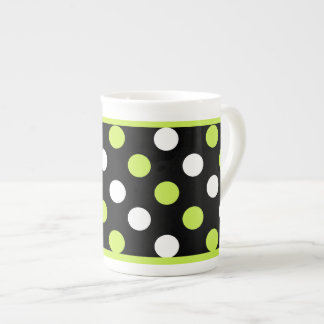 Tasse En Porcelaine Pointe Polka Chic Noir, Blanc & Chartreuse