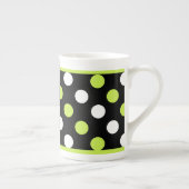 Tasse En Porcelaine Pointe Polka Chic Noir, Blanc & Chartreuse (Droite)