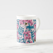 Tasse En Porcelaine Pois doux et bourdons, rose et bleu (Devant droit)