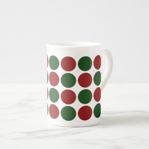 Tasse En Porcelaine Pois rouges et verts en blanc