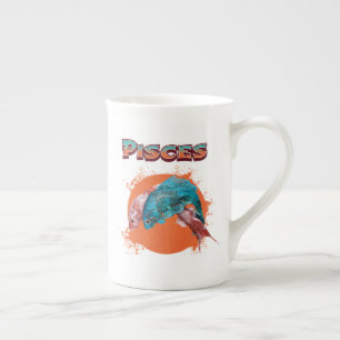 Tasse En Porcelaine Poissons Zodiaque Horoscope Signe d'Eau Astrologie