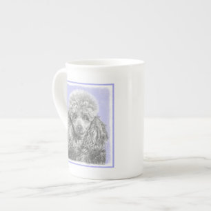 Tasse En Porcelaine Poodé Jouet miniature Argent gris bleu Chien Art