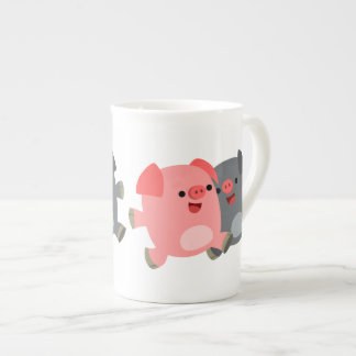 Tasse En Porcelaine Porcs De Cartoon Noir Et Blanc Mignons