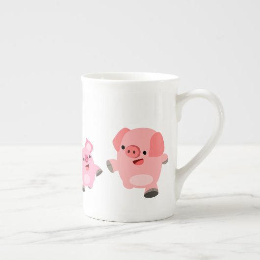 Tasse En Porcelaine Porcs de dessin mignons (Droite)