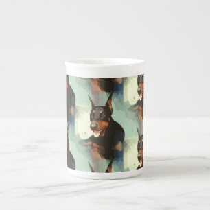 Tasse En Porcelaine Portrait de Pinscher de dobermann