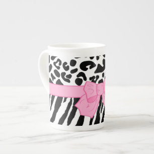 Tasse En Porcelaine Poster de animal Girly de zèbre de léopard et arc