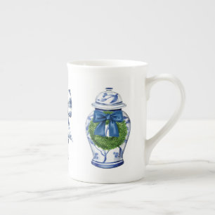 Tasse En Porcelaine Pot à gingembre de Noël en chinoiserie avec ruban