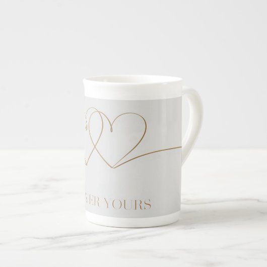 Tasse En Porcelaine Pour toujours : Coeurs interconnectés Design (Devant droit)