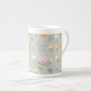 Tasse En Porcelaine Prairie colorée sur gris
