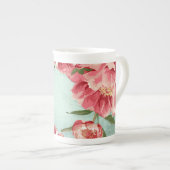 Tasse En Porcelaine Pretty Retro Flower Chintz Peonies (Devant droit)