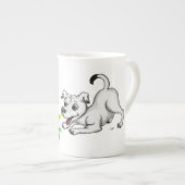 Tasse En Porcelaine Printemps éveillé, chiot avec papillon (Devant droit)