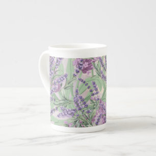 Tasse En Porcelaine Profusion de Lavande Poussiéreuse Florale Rustique