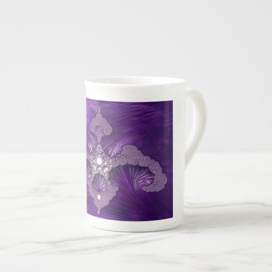 Tasse En Porcelaine Purple Abstract Fractal Bird (Devant droit)