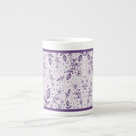 Tasse En Porcelaine Purple Hand Drawn Greenery (Devant)
