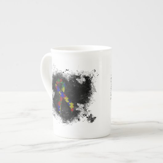 Tasse En Porcelaine Puzzle Ruban Grunge Heart (Devant gauche)
