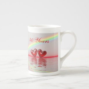Tasse En Porcelaine quarantième Coeurs de rubis d'anniversaire