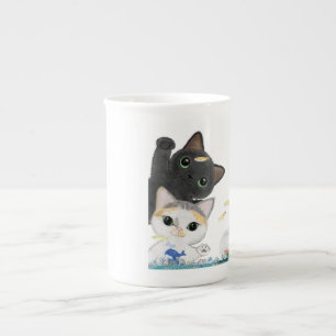 Tasse En Porcelaine Quatre chats mignons de Medaka