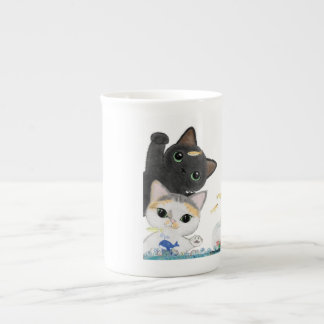 Tasse En Porcelaine Quatre chats mignons de Medaka