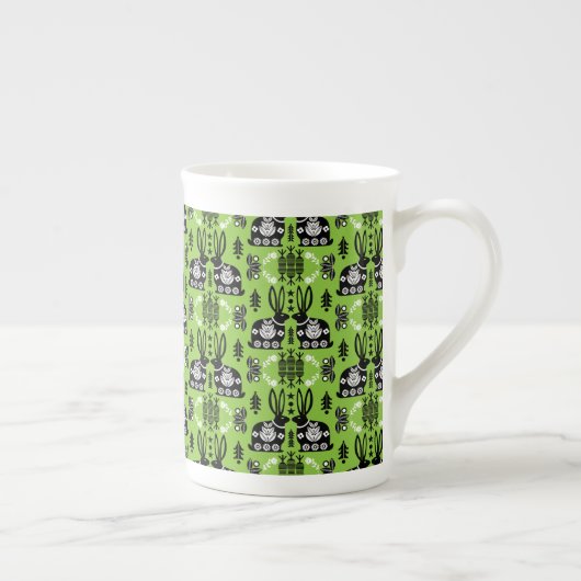 Tasse En Porcelaine Rabbit Nordic Scandinavian Folk Art (Droite)