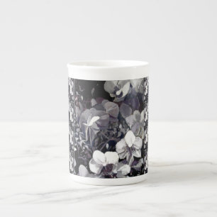 Tasse En Porcelaine Rayure multi d'orchidée blanche noire