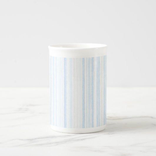 Tasse En Porcelaine Rayures Blanches Bleu Bébé (Devant)
