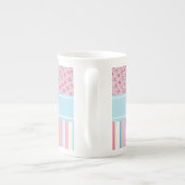 Tasse En Porcelaine Rayures et motif roses (Dos)