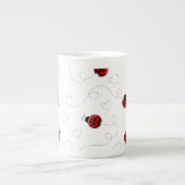 Tasse En Porcelaine Red Ladybug Beetle Insect Lover Black Hearts (Devant)
