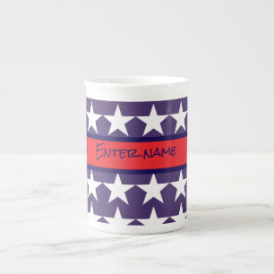 Tasse En Porcelaine Red White et Blue Stars et Stripes 4 juillet