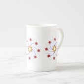 Tasse En Porcelaine Remous d'étoile de feux d'artifice - rouge, jaune, (Devant droit)