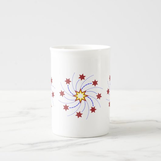 Tasse En Porcelaine Remous d'étoile de feux d'artifice - rouge, jaune, (Devant)