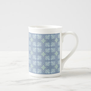 Tasse En Porcelaine Répétition abstraite florale bleu pastel