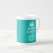 Tasse En Porcelaine Restez Calme Et Votre Texte Accent Turquoise (Devant droit)