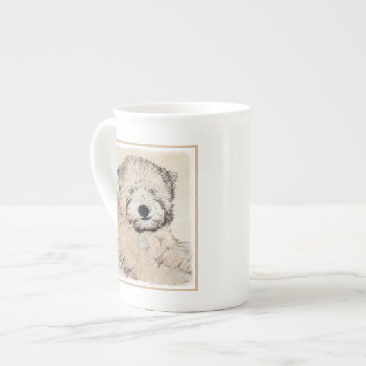Tasse En Porcelaine Revêtu doux Roue Peinture Terrier Art original (Devant gauche)