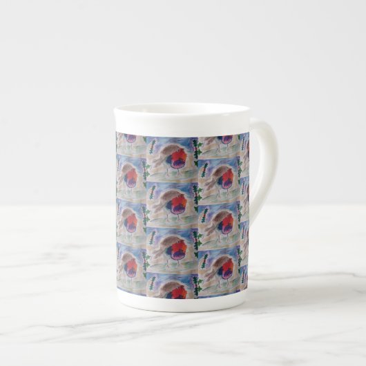 Tasse En Porcelaine Robin de Noël (Devant droit)