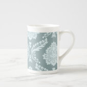 Tasse En Porcelaine Rococo Damask Art I Duck Egg Blue+Teal (Droite)