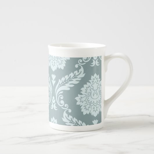 Tasse En Porcelaine Rococo Damask Art I Duck Egg Blue+Teal (Droite)