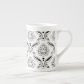 Tasse En Porcelaine Rococo Damask Line Pattern Black on White (Droite)