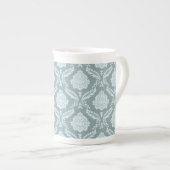 Tasse En Porcelaine Rococo Damask Pattern Duck Egg Blue+Teal (Devant droit)