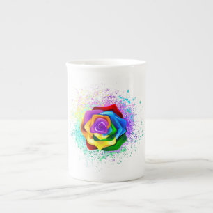 Tasse En Porcelaine Rose arc-en-ciel coloré