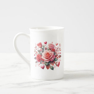 Tasse En Porcelaine Rose Bouquet Floral Design-62103