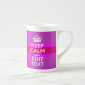 Tasse En Porcelaine Rose Chaud - Garder le calme Modifier le texte Uni (Droite)