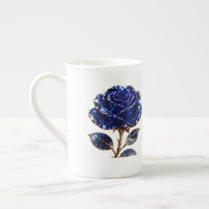 Tasse En Porcelaine Rose Cristal Or Bleu Royal