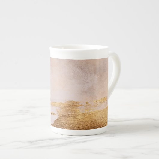 Tasse En Porcelaine Rose Gold Blush and Gold Texture (Devant droit)