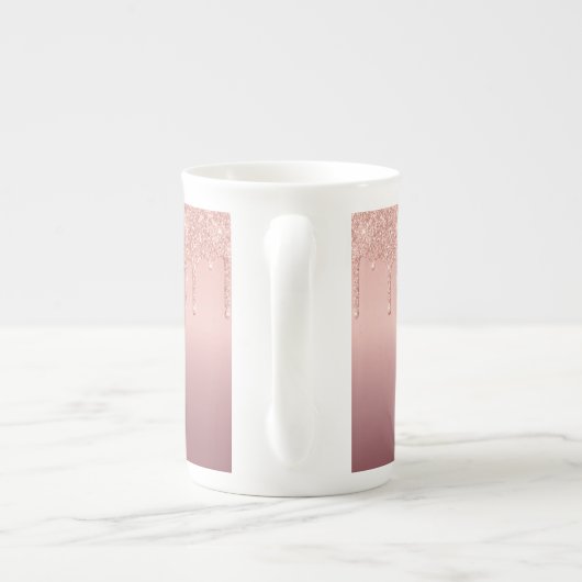 Tasse En Porcelaine Rose Gold Parties scintillant Lettre personnalisée (Dos)