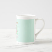 Tasse En Porcelaine Rose rose Ruban Chic Monogramme Bleu (Droite)