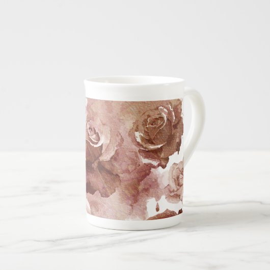 Tasse En Porcelaine Roses d'aquarelle 3 (Devant droit)