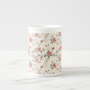Tasse En Porcelaine Roses Fleurs Roses