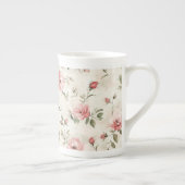 Tasse En Porcelaine Roses Fleurs Roses Rose Pâle Ivoire (Droite)